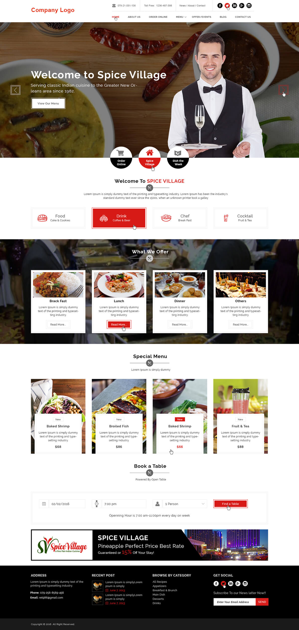 Food and Restaurant Website Template